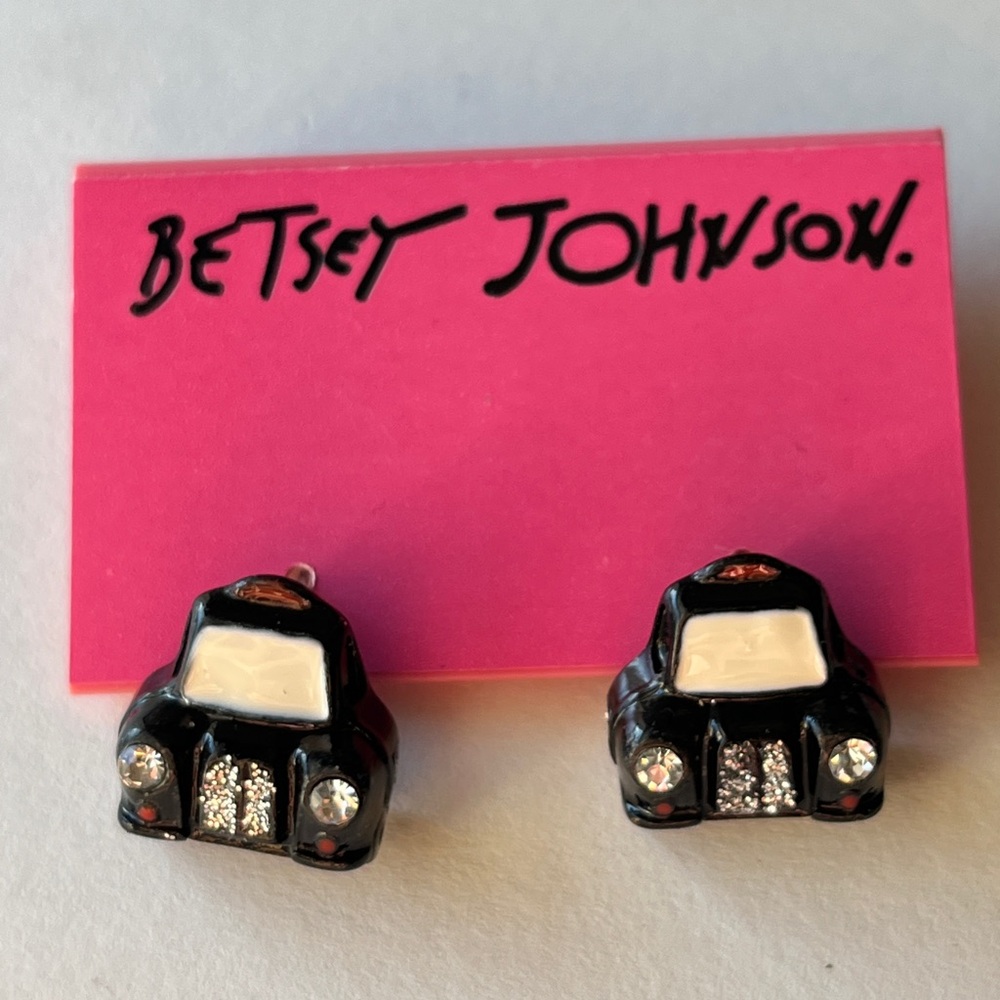 Betsey Johnson Black Car Stud Earrings